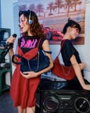 Túi Xách Nhỏ Đeo Vai Phối Vải Nhung Tăm